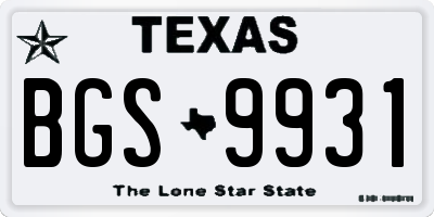 TX license plate BGS9931