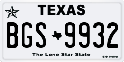 TX license plate BGS9932