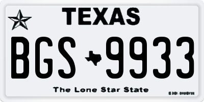 TX license plate BGS9933