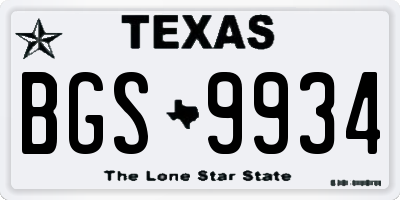 TX license plate BGS9934