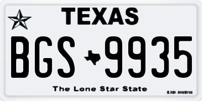 TX license plate BGS9935