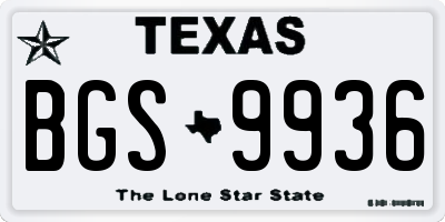 TX license plate BGS9936