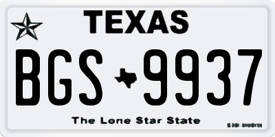 TX license plate BGS9937
