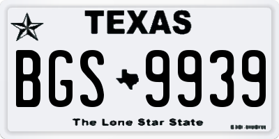 TX license plate BGS9939