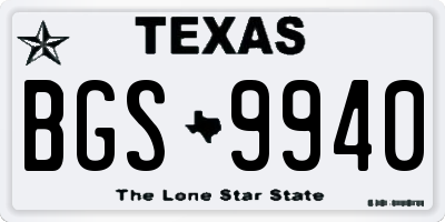 TX license plate BGS9940
