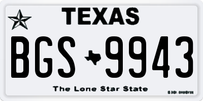 TX license plate BGS9943