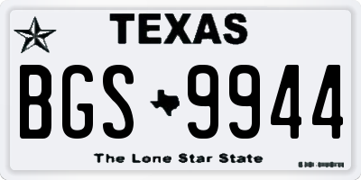 TX license plate BGS9944