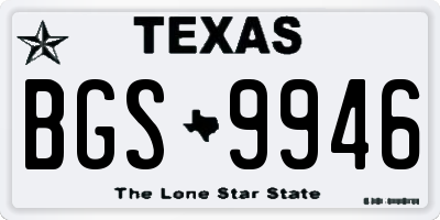 TX license plate BGS9946