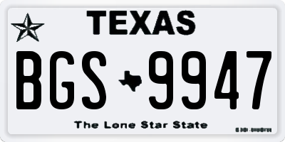 TX license plate BGS9947