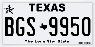 TX license plate BGS9950