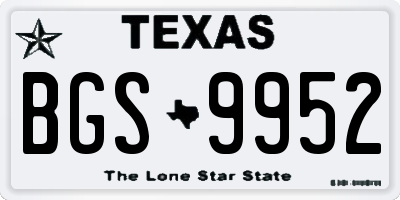 TX license plate BGS9952