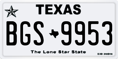 TX license plate BGS9953