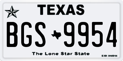 TX license plate BGS9954