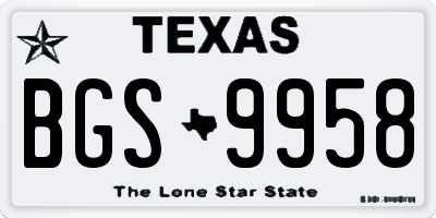 TX license plate BGS9958