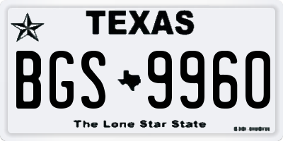 TX license plate BGS9960