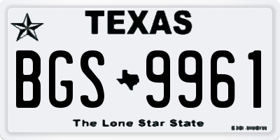 TX license plate BGS9961