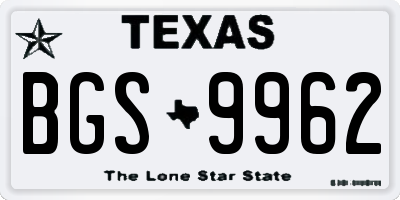 TX license plate BGS9962