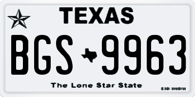 TX license plate BGS9963