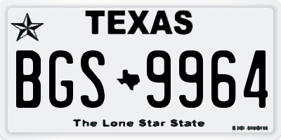 TX license plate BGS9964