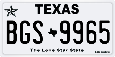 TX license plate BGS9965