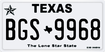 TX license plate BGS9968