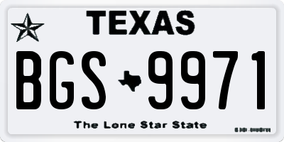 TX license plate BGS9971