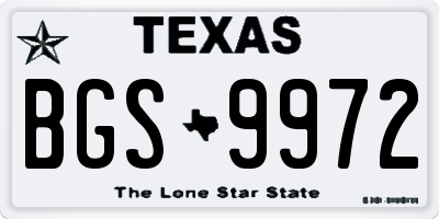 TX license plate BGS9972