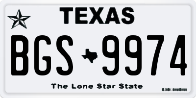 TX license plate BGS9974