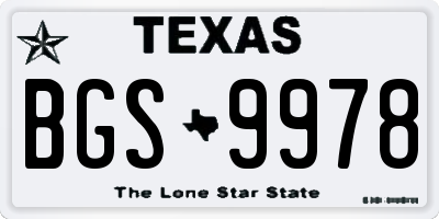 TX license plate BGS9978