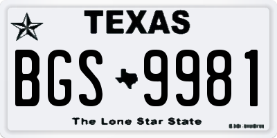 TX license plate BGS9981