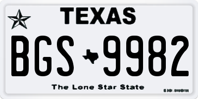 TX license plate BGS9982