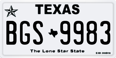 TX license plate BGS9983
