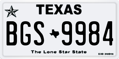 TX license plate BGS9984
