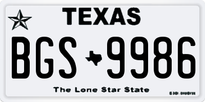 TX license plate BGS9986