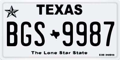 TX license plate BGS9987