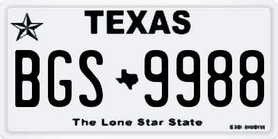 TX license plate BGS9988