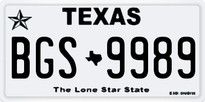 TX license plate BGS9989