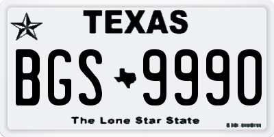 TX license plate BGS9990