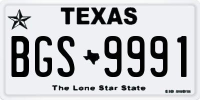 TX license plate BGS9991