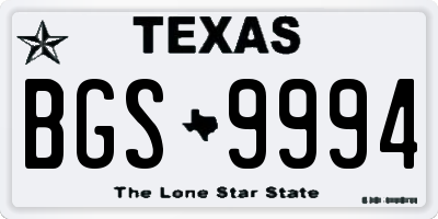 TX license plate BGS9994