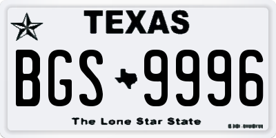 TX license plate BGS9996
