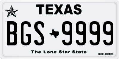TX license plate BGS9999