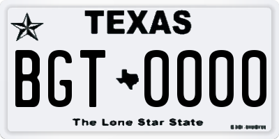 TX license plate BGT0000