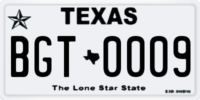 TX license plate BGT0009