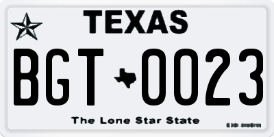 TX license plate BGT0023