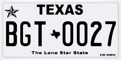 TX license plate BGT0027