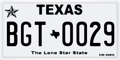 TX license plate BGT0029