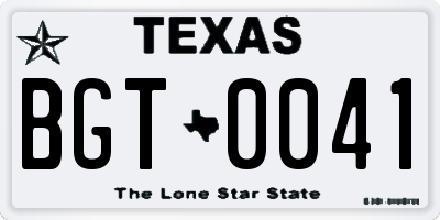 TX license plate BGT0041