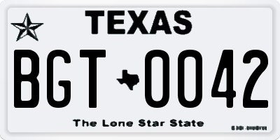 TX license plate BGT0042