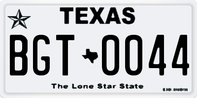 TX license plate BGT0044